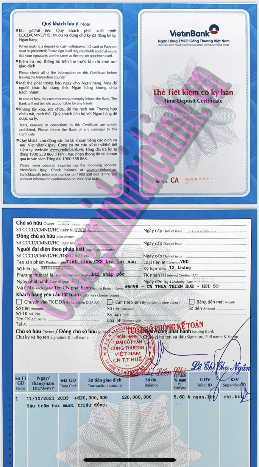 chứng minh tài chính tại huế
